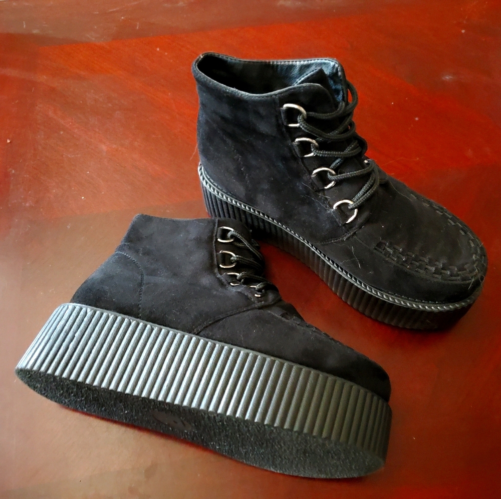 Black platform combat boots
